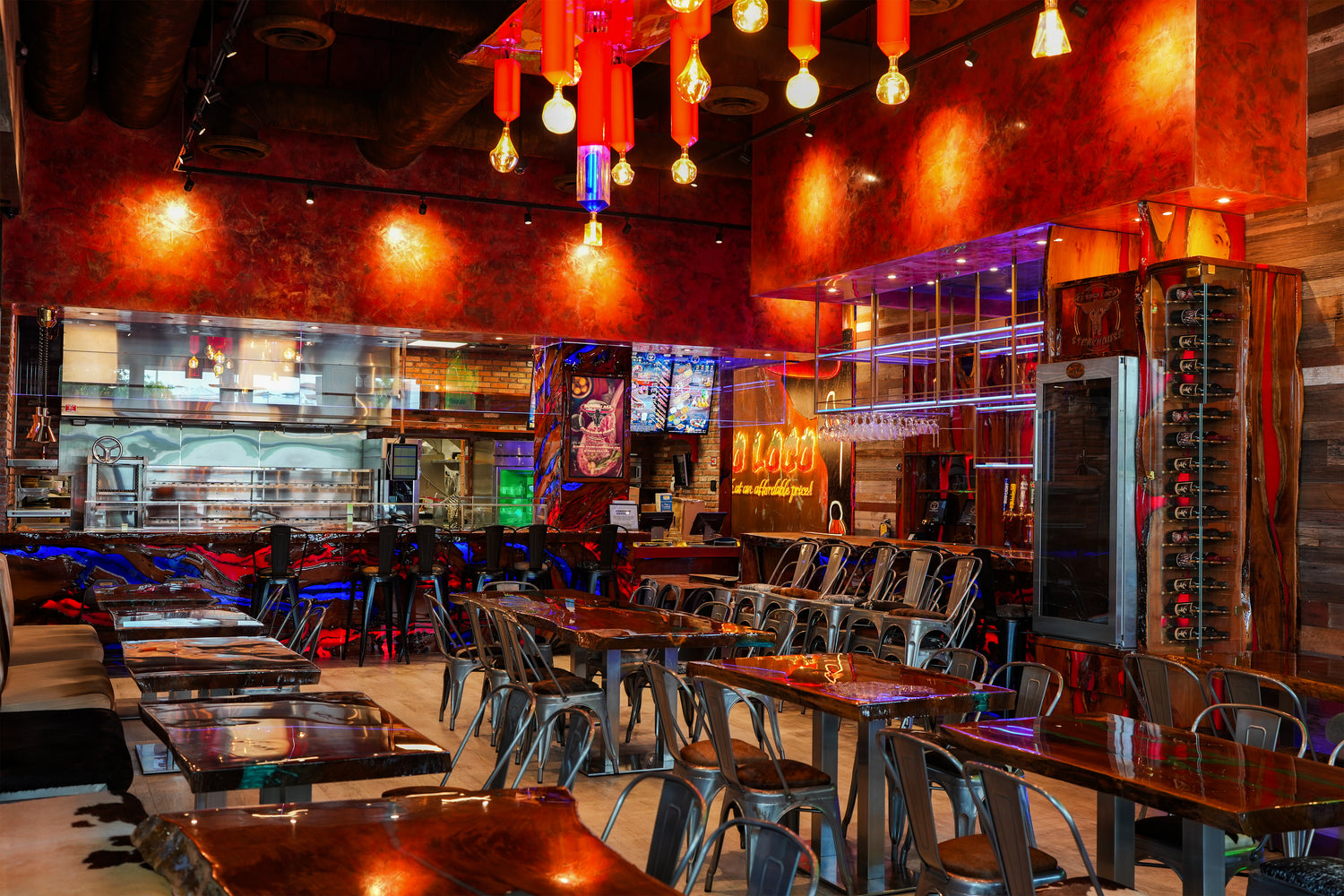 Doral Square Location interior with virant lights and full seating